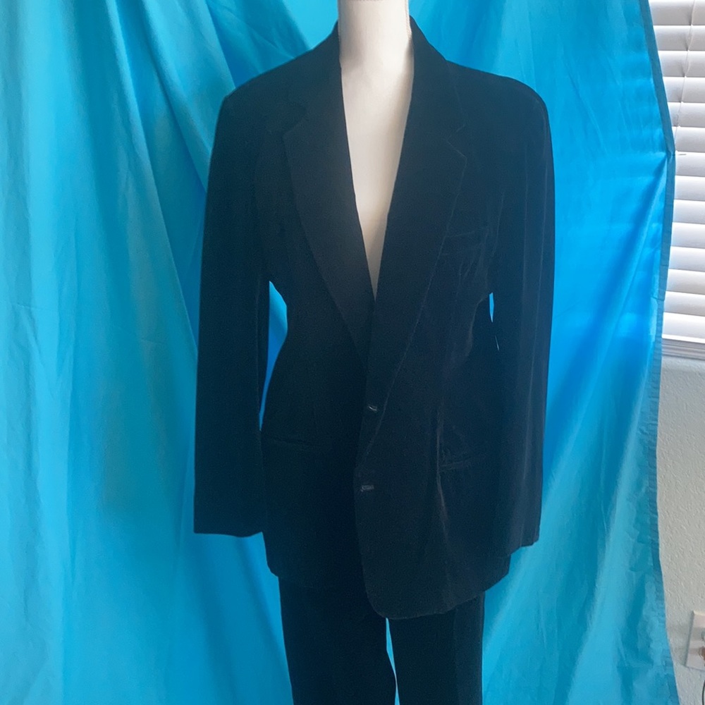 Black cotton velvet 2 piece CUSTOM made suit.